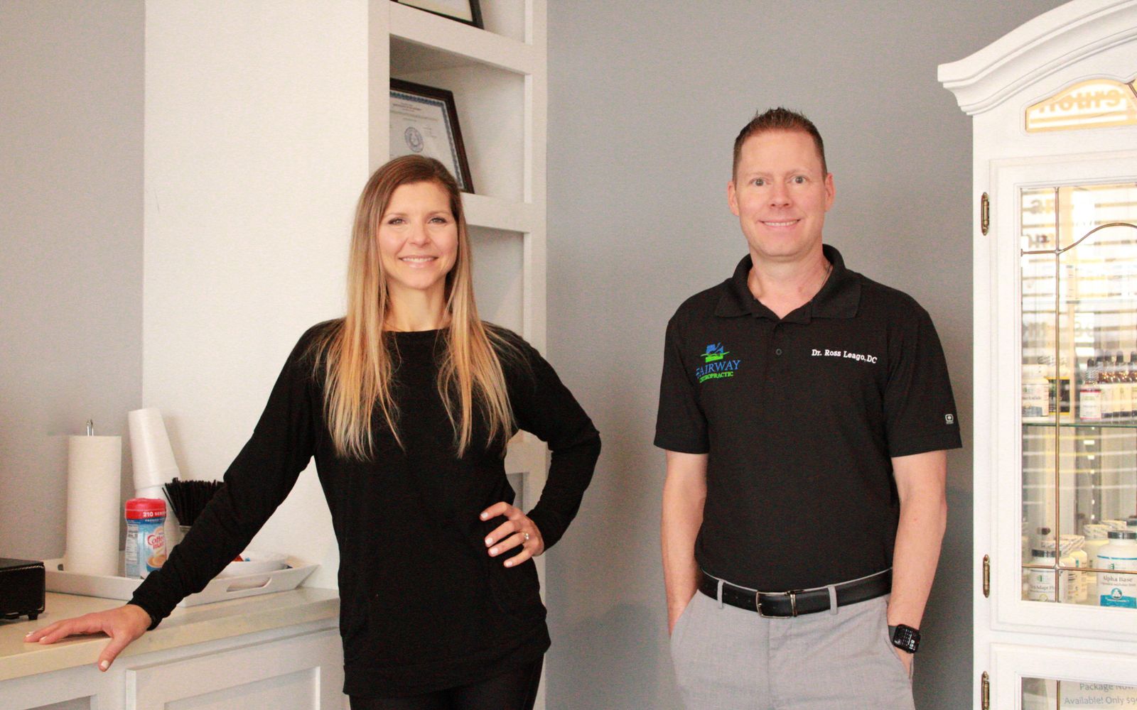Dr. Ross Leago and the Fairway Chiropractic team in their Alvin, Texas office